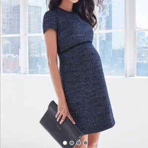 Seraphine Navy boucle maternity shift dress Sz 2